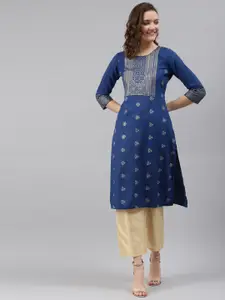 Rangriti Women Navy Blue Kurta