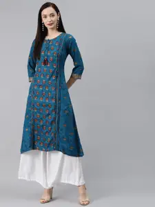 Rangriti Women Blue Ethnic Motifs Printed Kurta