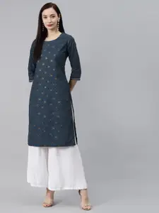 Rangriti Women Blue Geometric Printed Kurta