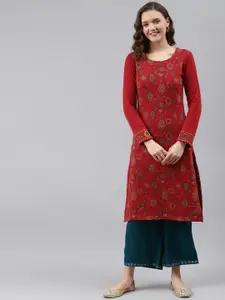 Rangriti Women Red Printed Kurta