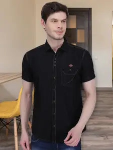 Kuons Avenue Men Black Smart Slim Fit Opaque Casual Shirt