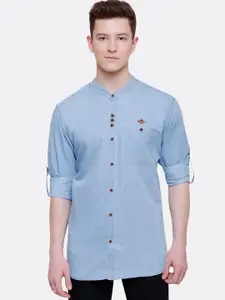 Kuons Avenue Men Blue Smart Slim Fit Opaque Cotton Casual Shirt