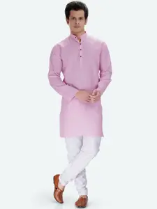 RG DESIGNERS Men Pink Regular Kurta with Pyjamas