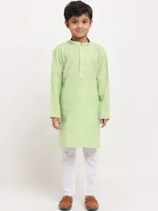 KRAFT INDIA Boys Green Regular Pure Cotton Kurta with Pyjamas