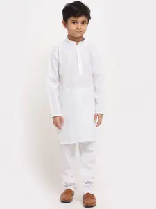 KRAFT INDIA Boys White Regular Pure Cotton Kurta with Pyjamas
