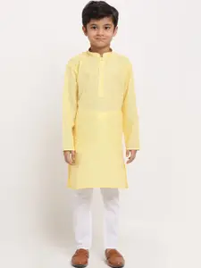 KRAFT INDIA Boys Yellow Regular Pure Cotton Kurta with Pyjamas