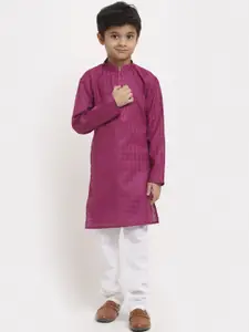 KRAFT INDIA Boys Purple Regular Pure Cotton Kurta with Pyjamas
