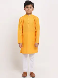 KRAFT INDIA Boys Yellow Regular Pure Cotton Kurta with Pyjamas