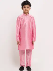KRAFT INDIA Boys Pink Regular Dupion Silk Kurta with Pyjamas