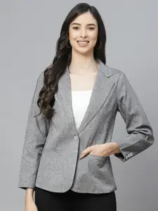 Cottinfab Women Grey  Solid Regular Fit Single Breasted Blazer