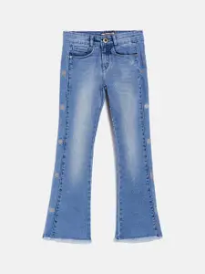 Crimsoune Club Girls Blue Bootcut Heavy Fade Stretchable Jeans