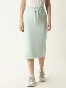 RAREISM Women Sea-Green Solid Pencil Midi Skirt