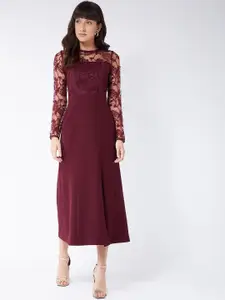 Miss Chase Red Georgette Midi Dress