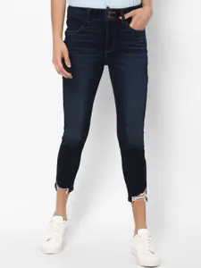AMERICAN EAGLE OUTFITTERS Women Navy Blue Relaxed Fit Light Fade Jeans