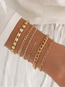 Shining Diva Fashion Women 6 Gold-Plated  White Link Bracelet