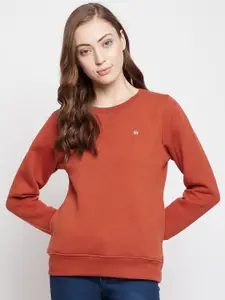 Crimsoune Club Women Red Solid Pullover Sweatshirt