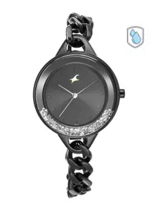 Fastrack Women Black Dial & Stainless Steel Bracelet Straps Analogue Watch 68026NM01