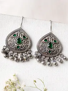 TEEJH Silver-Plated Contemporary Drop Earrings