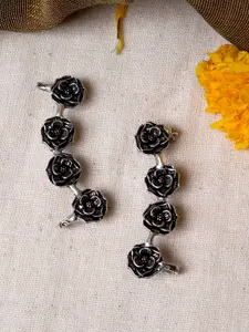 TEEJH Silver-Plated Contemporary Ear Cuff Earrings