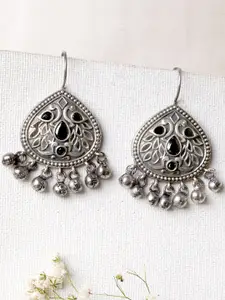 TEEJH Silver-Plated Contemporary Jhumkas Earrings