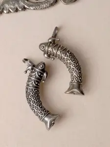 TEEJH Silver-Toned Contemporary Ear Cuff Earrings