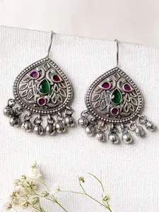 TEEJH Silver-Plated Contemporary Drop Earrings