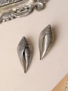 TEEJH Silver-Toned Contemporary Studs Earrings
