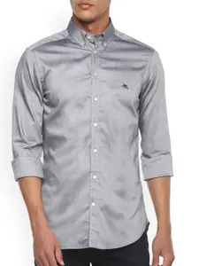 ETRO Men Grey Opaque Cotton Logo Casual Shirt