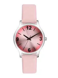 PERCLUTION ENTERPRISE Women Pink Dial & Pink Leather Straps Analogue Watch PE352