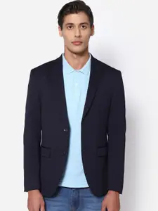 Blackberrys Men Navy Blue Slim-Fit Single-Breasted Casual Blazer