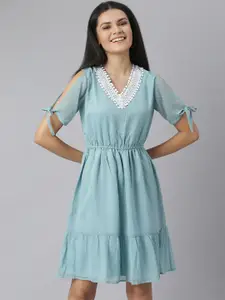 StyleStone Women Blue Chiffon A-Line Dress