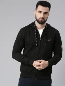 Force NXT Men Black Hooded Cotton Sweatshirt