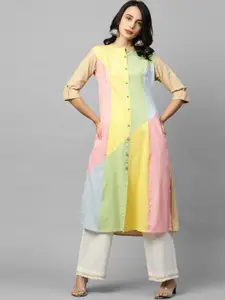 FASHOR Women Multicoloured Colourblocked A-Line Kurta