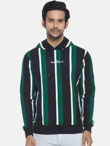 People Men Black & Green Striped Sweatshirt