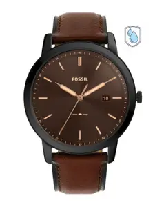 Fossil Men Brown Dial & Leather Straps Analogue Watch FS5841