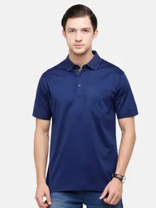 Classic Polo Men Navy Blue Polo Collar Applique T-shirt
