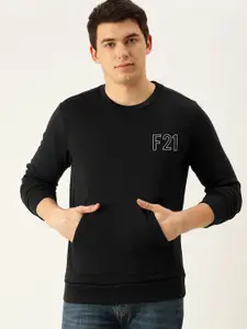 FOREVER 21 Men Black Solid Sweatshirt