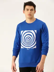 FOREVER 21 Men Blue & White Printed Sweatshirt