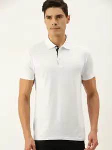 FOREVER 21 Men White Solid Polo Collar T-shirt