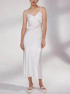 URBANIC Silver-Toned Sheath Midi Dress