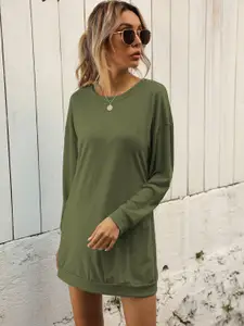 URBANIC Olive Green Cut-Out Mini Jumper Dress