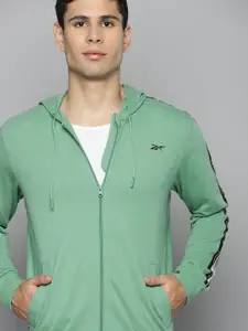 Reebok Men Green BO Solid Hooded Training Sweatshirt