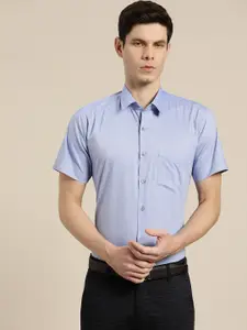 Hancock Men Blue Slim Fit Opaque Formal Shirt