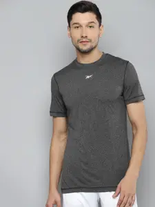 Reebok Men Charcoal Grey WF Solid Slim Fit Training T-shirt