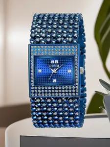 LOREM Women Blue Embellished Dial & Blue Bracelet Style Straps Digital Watch