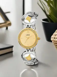 LOREM Women Gold-Toned Dial & Silver Toned Straps Analogue Watch LR258