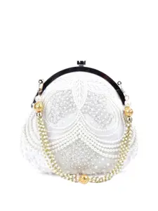 ODETTE White Embellished Swagger Handbag