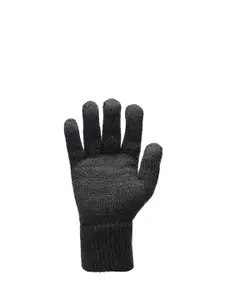 513 Men Grey Melange Solid Knitted Gloves