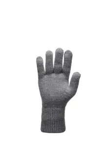 513 Men Grey Melange Solid Knitted Glove