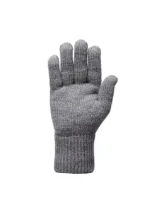 513 Men Grey Melange Solid Knitted Woolen Gloves